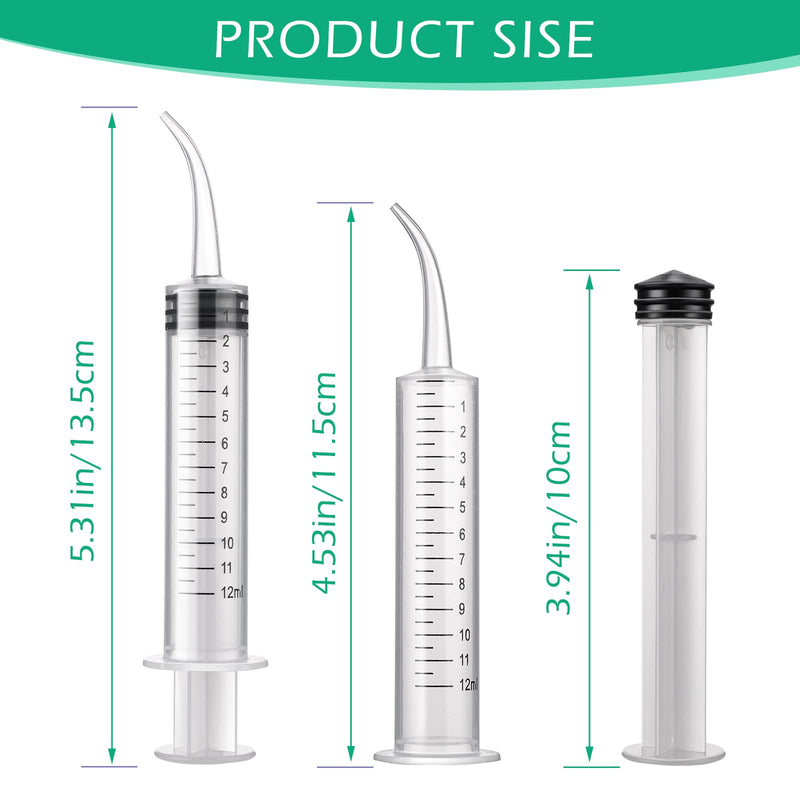 [AUSTRALIA] - Molain Oral Dental Syringe Measurement 10 Pieces 12 ml Ear Cleaning Solution Empty Bottles Adapter Extraction Hook Syringe Removal Tube with Curved Tip Watering Dropper Picks Dental Care 