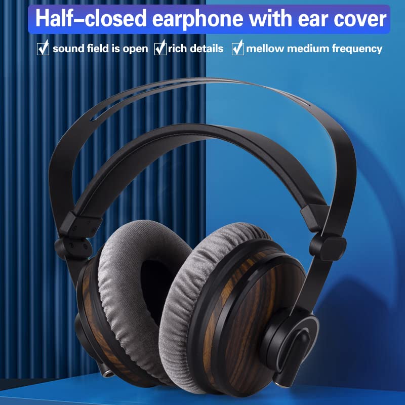 lotoraia HiFi Music Studio Monitor Headphones - 50mm Drivers Unit and 3.5mm/6.35mm Jack, Wired Over Ear Headphones for Music, DJ Mixing, Audiophile and AMP Computer Recording HF23