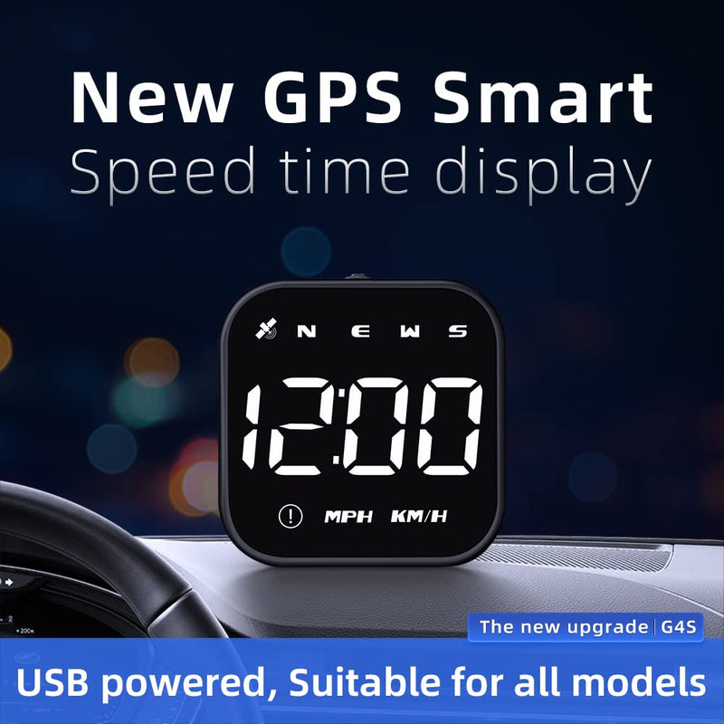 Digital GPS Speedometer, VEESA Car Universal HUD Head Up Display, GPS Smart Gauge Speedometer with Speed MPH Compass Fatigued Driving Alert Overspeed Alarm Trip Meter for All Vehicle (Black) G4S-White