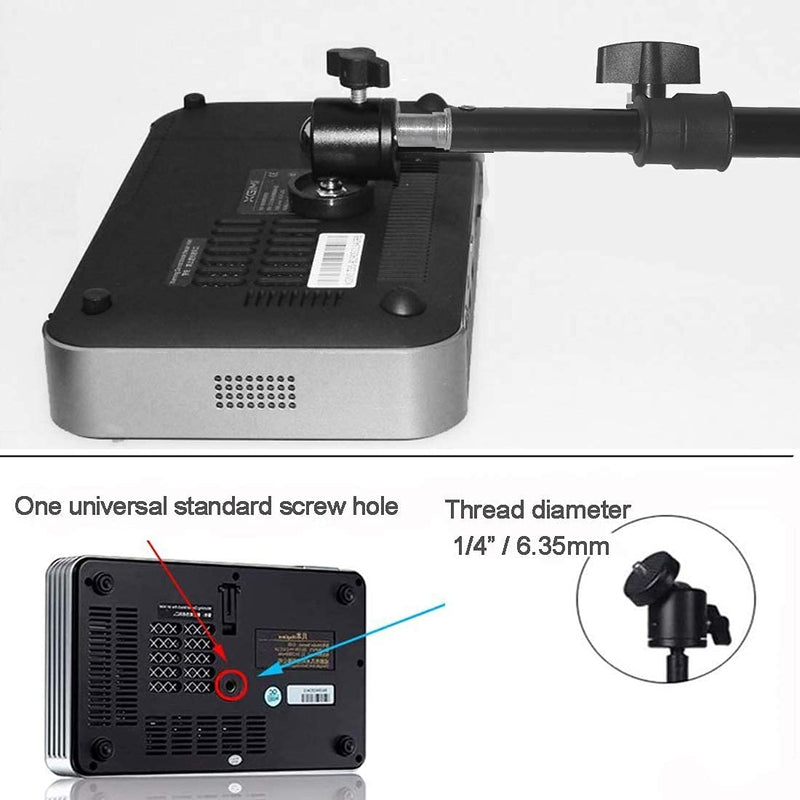 Projector Desk Mount Stand, Height Adjustable 19-27inch,Tabletop C Clamp Mount Stand,Adjustable Tripod Mount Floor Stand, with 360°Swivel Ball Head for Mini Smartphone,Projector,Camera, Webcam Black
