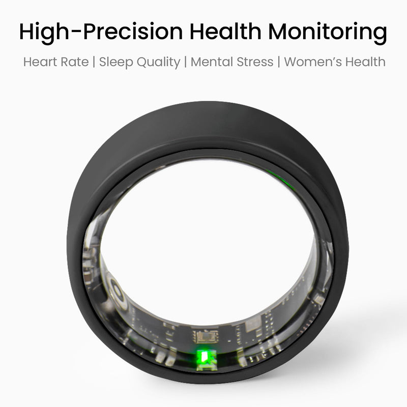 MounTova-T3-Ring, 2026 Ceramic Smart Ring for Men & Women, Sleep Activity Tracker, Heart Rate Stress & Mood Monitor, Gesture Control, IP68 Waterproof, No Subscription, iOS & Android (Black, Size 9)