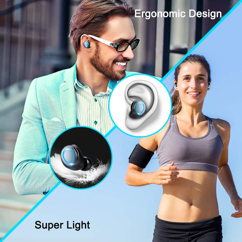 Motast Wireless Earbuds, Bluetooth 5.3 Earbuds 140H Playtime Headphones HD Stereo Noise Cancelling Earphones in Ear with Mic, USB-C Charging Case, IP7 Waterproof Headset for Sports Black Silver
