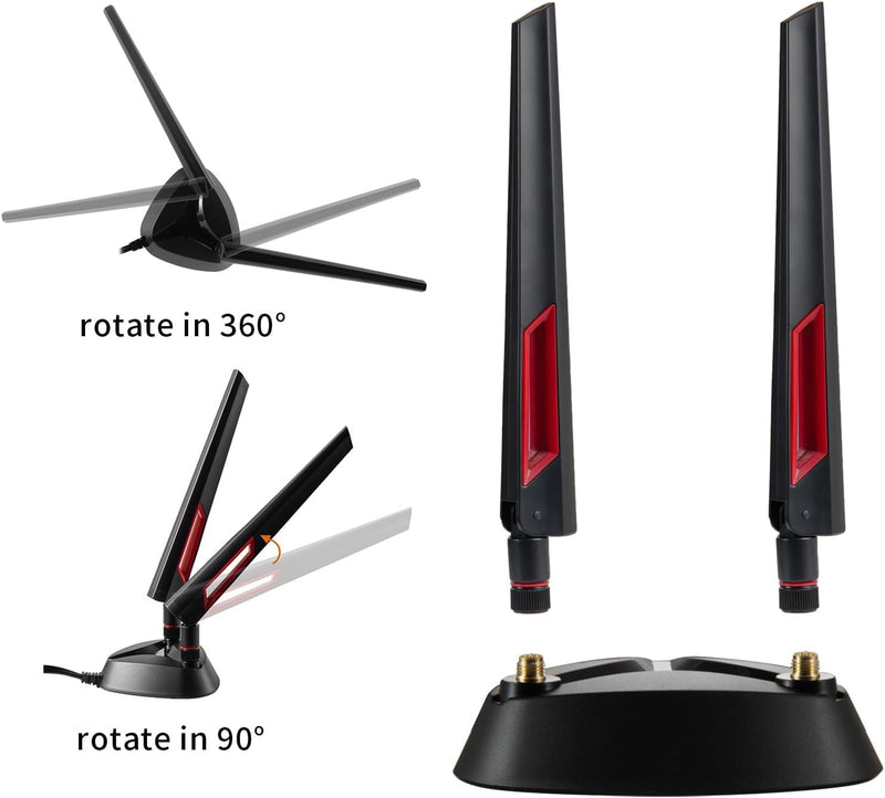 WiFi 7 Antenna Magnetic Base 9dBi Antenna with RP-SMA Male Connector for WiFi 7 Router PC Desktop Computer PCI-E Card Asus Gigabyte Gaming Motherboard, Eifagur Wifi 7 Antenna