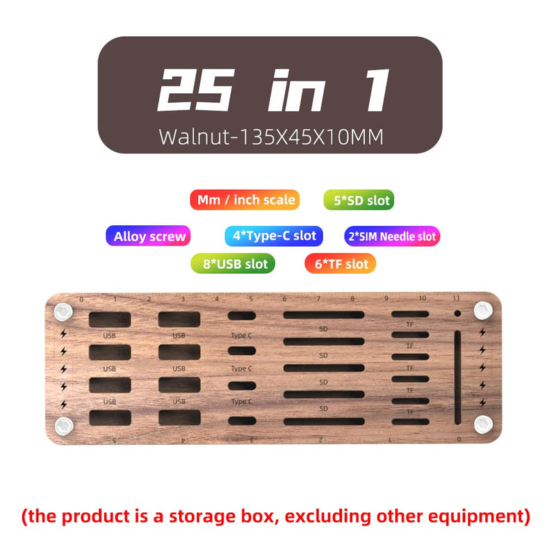 FEIFANZHE Wooden Memory TF SD Card Case Box and USB Drive Stand / SD Card Holder Desk,Micro SD Card Case,Memory Card Case, Mobile Card Taking Needle Carrying Case-01M pure walnut wood