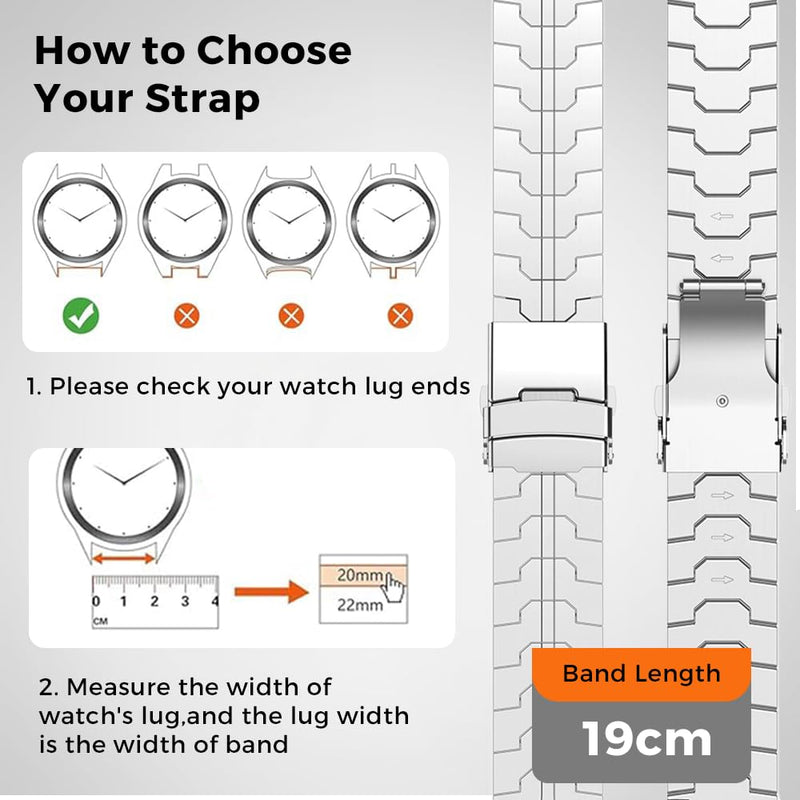 20mm Titanium Watch Band Compatible with Galaxy Watch 6 Classic 43mm/47mm/5 Pro 45mm/4 Classic 46mm,22mm Metal Strap Compatible with Samsung Watch 46MM/3 45MM, Fenix 8 43mm,Gear S3 Frontier 22mm