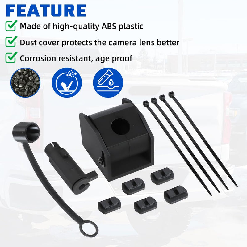 MOTOQUEEN Rear Backup Camera Housing Kit for 2019+ Chevrolet Silverado Sierra with Dust Cap