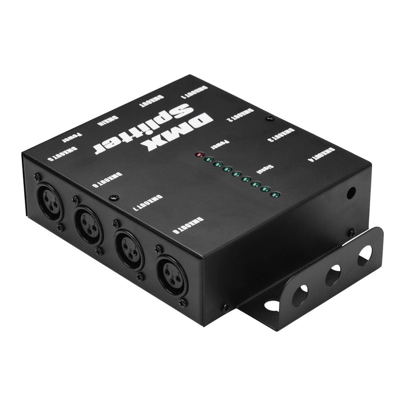 DMX512 Optical Signal Amplifier Spliter Distributor 1 Direct Input & Output 8 Independent Outputs for Light Controller Stage Console Party DJ Club Disco KTV Light with Power Adapter,Signal Split
