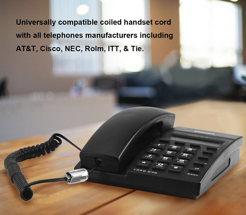 Telephone Handset Cord Detangler 1 Set, 1 Pack 360 Degree Rotating/Anti-Tangle Landline Cable and 1 Pack Telephone Handset Cord 7.5 Foot Uncoiled (1.2 Foot Coiled) 7.5FT