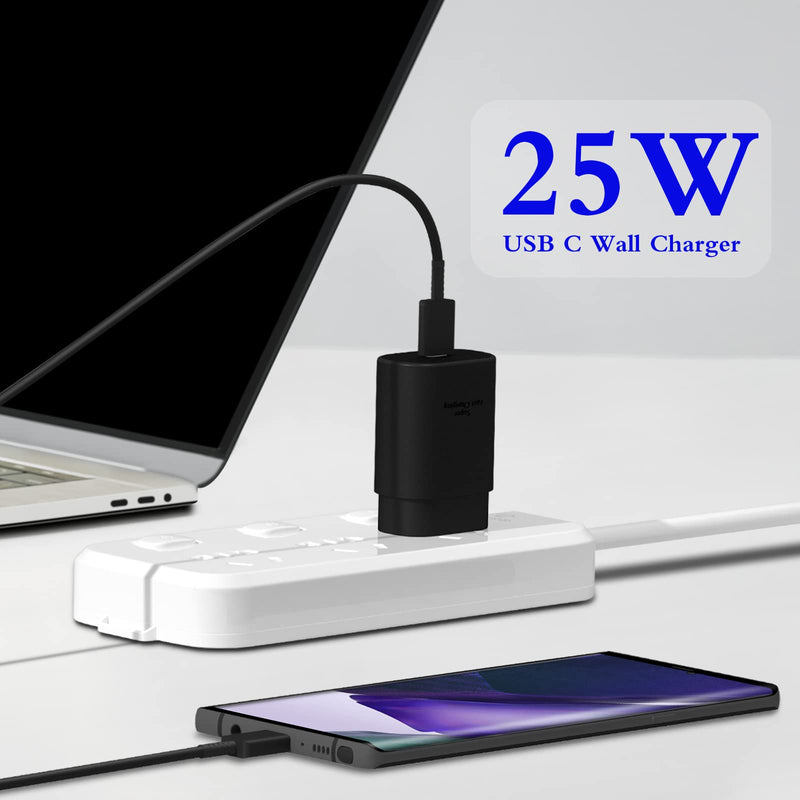 Type C Charger, 2-Pack 25W Type C Super Fast Charging with 6ft Android Type C Phone Charger Cable Compatible with Galaxy S23 Ultra/S23+/S22/S21/S20/Phone 15/15 Plus/15 Pro Max