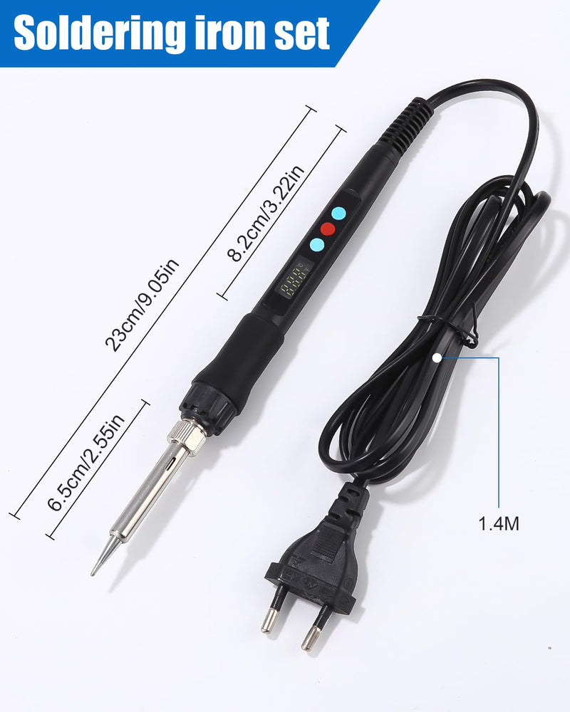 [AUSTRALIA] - Zawaer Soldering Iron Set, 100 W LED Soldering Iron with Adjustable and Locking Temperatures 180 °C - 500 °C, with On/Off, 10 g Soldering Wire, 5 Soldering Tips, Soldering Iron Stand, Soldering Set Black 