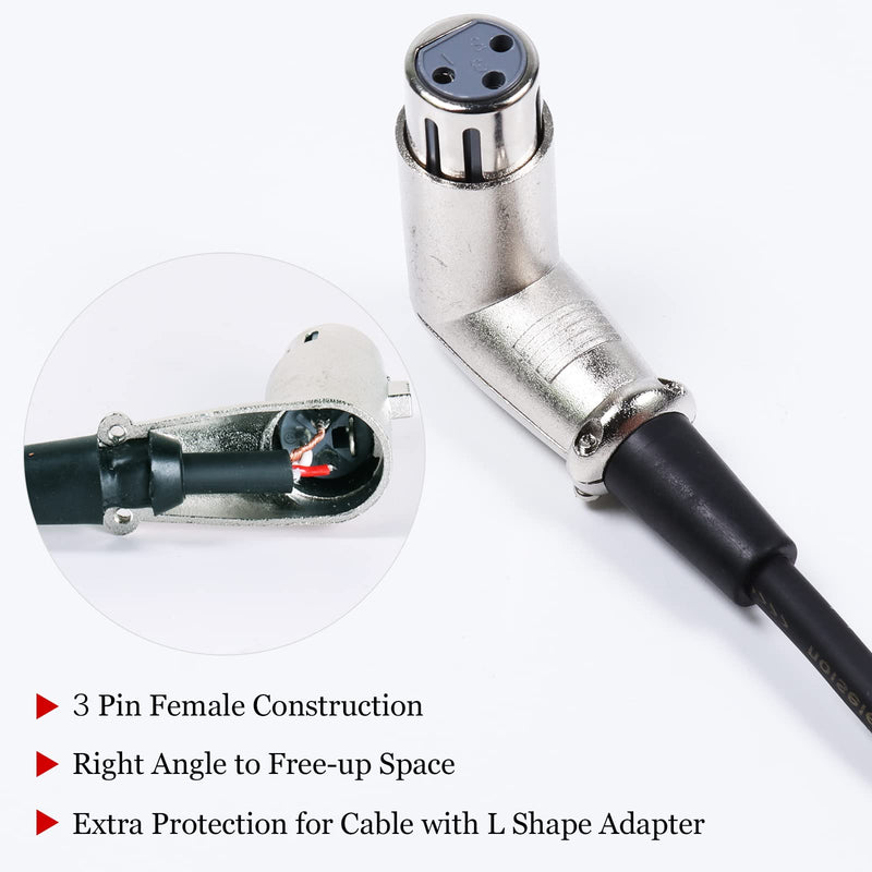 1 Pack of 30 Feet XLR Male to Female Cable - 1pc 30 Ft. 3 Pin Right Angle Balanced XLR Microphone Audio Patch Wire for Amplifier, Mixer, Studio, Podcast Recording 1 pack