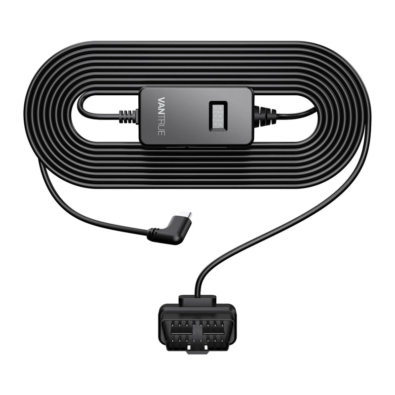 VANTRUE 10ft USB-C USB LED Screen OBD Hardwire Power Cable, 3 Gear Shifting, Low Voltage Protection for Parking Mode, for E1 Pro,N4 Pro S,N5(S),N4(S),S1 Pro(Max),N2X,E360/ACE,E1 Lite, E2 Dash Cam
