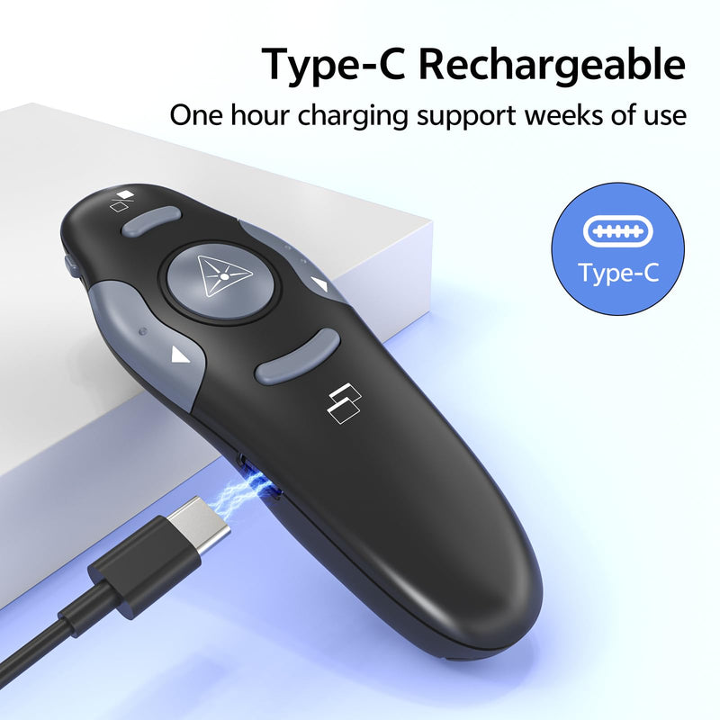 4 Unit Presentation Clickers, Wireless Presenter Remote with Case | 2‑in‑1 USB/Type C Receiver, Rechargeable, Red Laser Pointer PowerPoint Clickers for Mac/Windows/Linux, Google Slide/Keynote 4 Units Red Laser