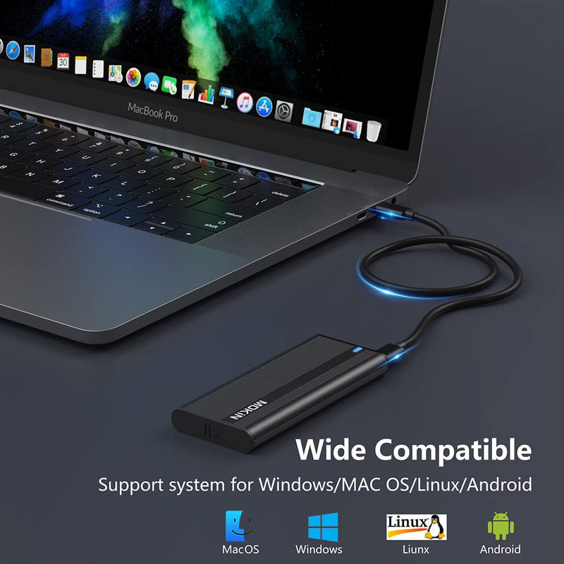 MOKiN M.2 NVME SATA SSD Enclosure Adapter Tool-Free, RTL9210B Chips, USB C 3.1 Gen 2 10Gbps NVME, 6Gbps SATA PCIe M-Key(B+M Key), External Solid State Drive Support UASP Trim for 2242/2260/2280 SSD