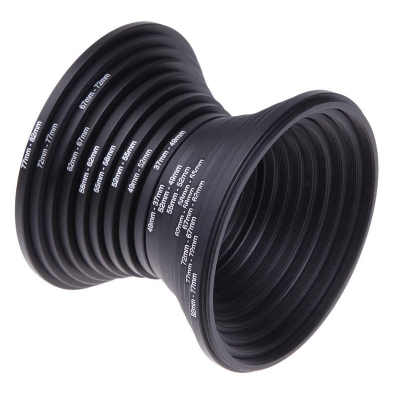 [AUSTRALIA] - Step Up Rings 18Pcs Metal Filter Ring Adapter Set - 9pcs Step Up + 9pcs Step Down Rings (37-82mm), Compatible with Digital SLR Cameras 