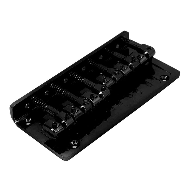 6 String Bass Bridge Hardtail Top Load Adjustable Saddles Zinc Alloy Replacement for Precision Bass Guitar Fixed Bridge Assembly Black