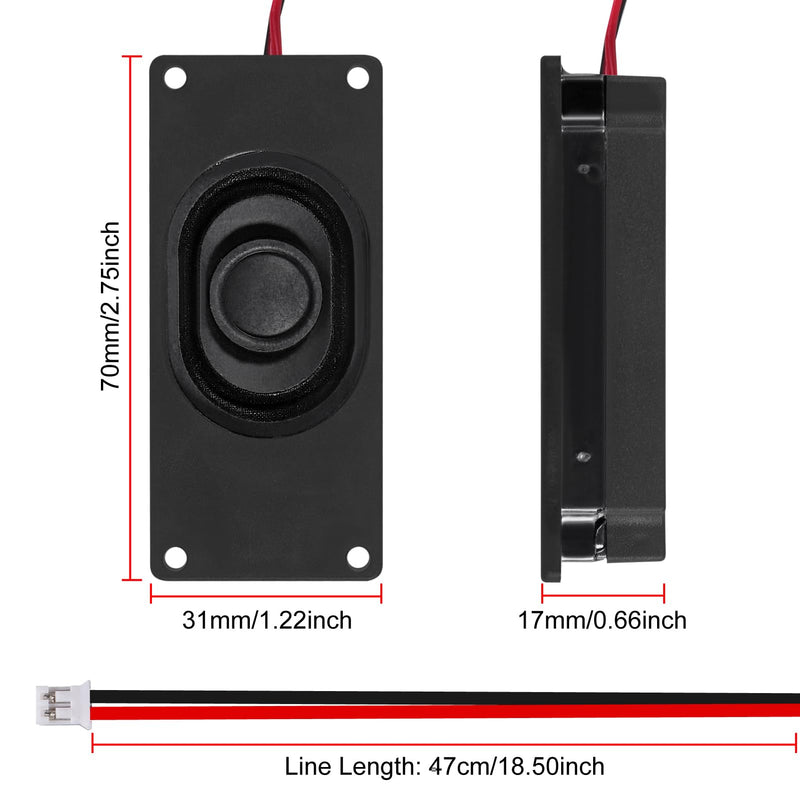 [AUSTRALIA] - 2Pcs Audio Speaker 3 Watt 4 Ohm Speaker 4ohm 3W Loundspeaker JST-PH2.0 Interface Speaker for Small Electronic Projects Advertising Machines LCD TV Monitors 4o 3w jst-ph2.0 