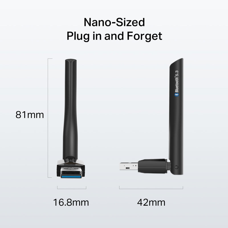 TP-Link USB Bluetooth Adapter for PC, Bluetooth 5.3 Long Range Receiver, Plug and Play, Adjustable Antenna, Supports Windows 11/10/8.1/7 for Desktop, Laptop, Keyboard, Mouse, etc (UB500 Plus)