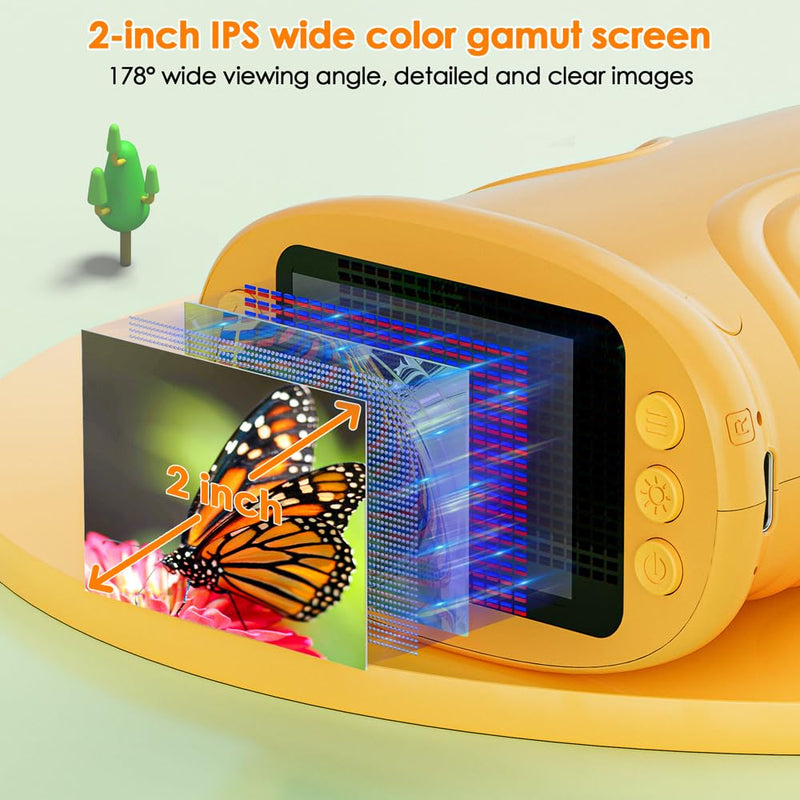 Temodu Kids Microscope 2.0" Screen 1000X Digital Microscope for Kids, Mini Pocket Handheld Microscopes for Children Birthday Festival Gift, Science Education Fun Toys for Boys Girls Ages 4-12 (Yellow) Yellow