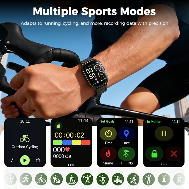 Smart Watch for Men,1.87" HD Touchscreen, Alexa Built-in, Fitness Tracker with Heart Rate/Sleep, Multi-Sport Modes Pedometer, Bluetooth Calling Smartwatch for Android/iOS for Daily Workout Black
