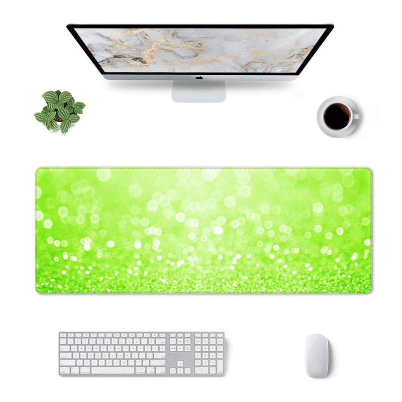 Lime Green Glitter Gaming Mouse Pad Large XL Long Extended Pads Desk Mat Big Mousepad for Home Office Decor Accessories Lime Green Glitter