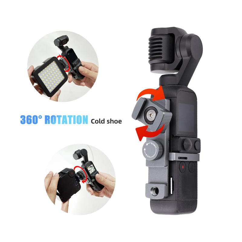 Expansion Rotate Cold Shoe Adapter for DJI Osmo Pocket 2 Handle Accessories Rotatable Cold Shoe,Extended Mount Bracket Strap Attached to Tripod DJI Osmo Pocket 2 Accessories