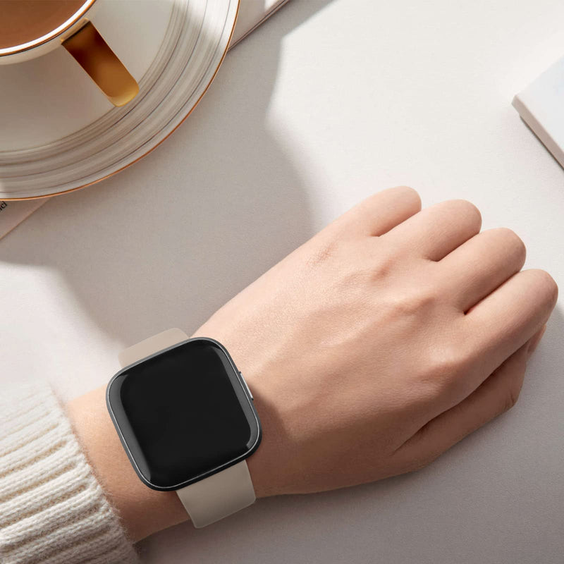 Vancle Silicone Bands Compatible with fitbit versa 2 watch bands women men, Soft Breathable Sport Replacement Wristbands for Fitbit Versa 2 / Fitbit Versa/Versa Lite/Versa SE Milk Tea