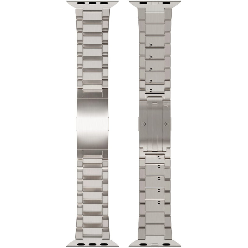 LDFAS Compatible for Apple Watch Ultra 3/2 Band 49mm,Series 10 46mm Titanium Metal Strap with Hidden Buckle Compatible for Apple Watch 9/8 45mm Bands Retro: Silver Gray