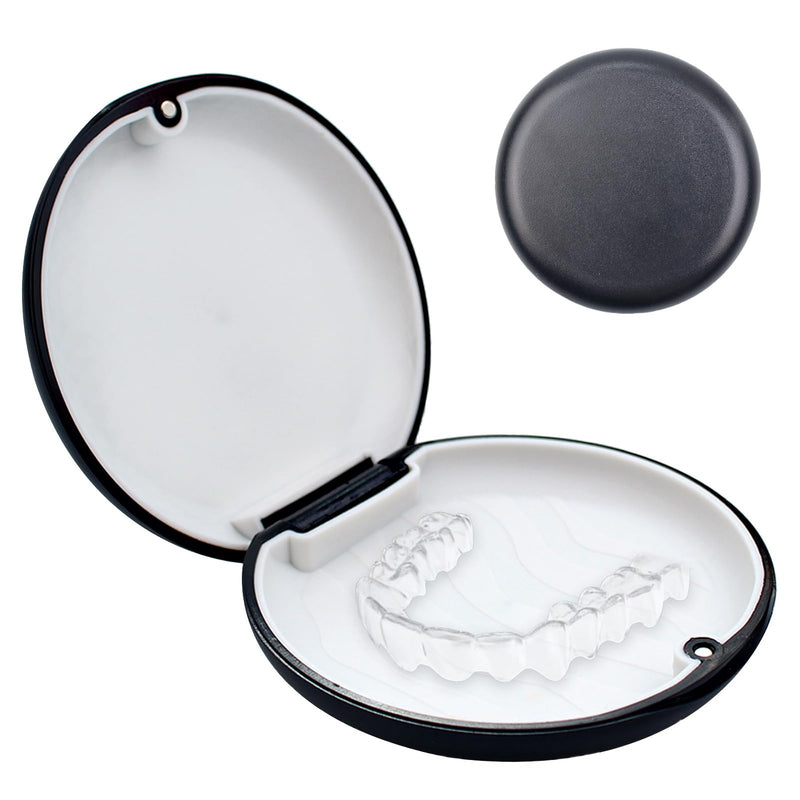 1 piece braces box, denture box, denture container, KFO box, braces box, box for dentures, denture container, for travel and daily use (black)