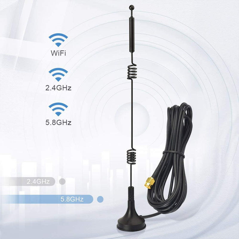 Bingfu Dual Band WiFi 2.4GHz 5GHz 5.8GHz 9dBi Magnetic Base MIMO RP-SMA Male Antenna 4-Pack for WiFi Router Wireless Network Card USB Adapter Security IP Camera 4-Pack [RP-SMA] Male Antenna