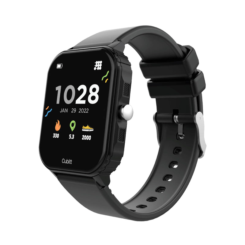 Cubitt Teens Smartwatch, 1.85” Touchscreen Fitness Tracker – Obsidian Black | For Ages 11–14, 6 Sport Modes, HR & Sleep Monitor, Built-in Games, Parental Lock, IP68 Water Resistance, 7-Day Battery