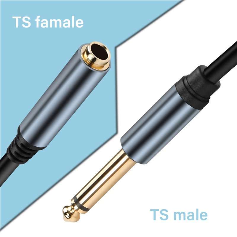 [AUSTRALIA] - 6.35mm Mono Audio Cable 1/4 Inch TS Mono Male to Female Adapter Guitar Cable Gold Plated 6.35mm Mono Jack 1/4 TS Instrument Cable for Signal Transmission of Audio Equipment 30CM/0.98FT 