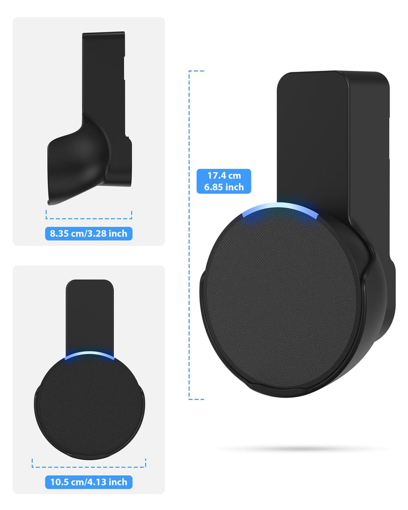 Maxonar Wall Mount for Echo Pop, Echo pop Wall Mount Speaker Holder Stand No Screws No Drill Needed Cable Hidden Storage - Black