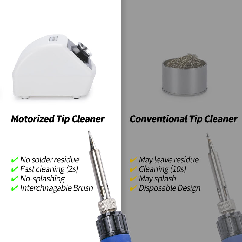 YIHUA 200C Motorised Soldering Tip Cleaner with Infrared Sensor, 6 Brass Wool Brushes, 12 V Power Adapter and Lifting Tool - Compact Soldering Iron Cleaner (EU Plug)