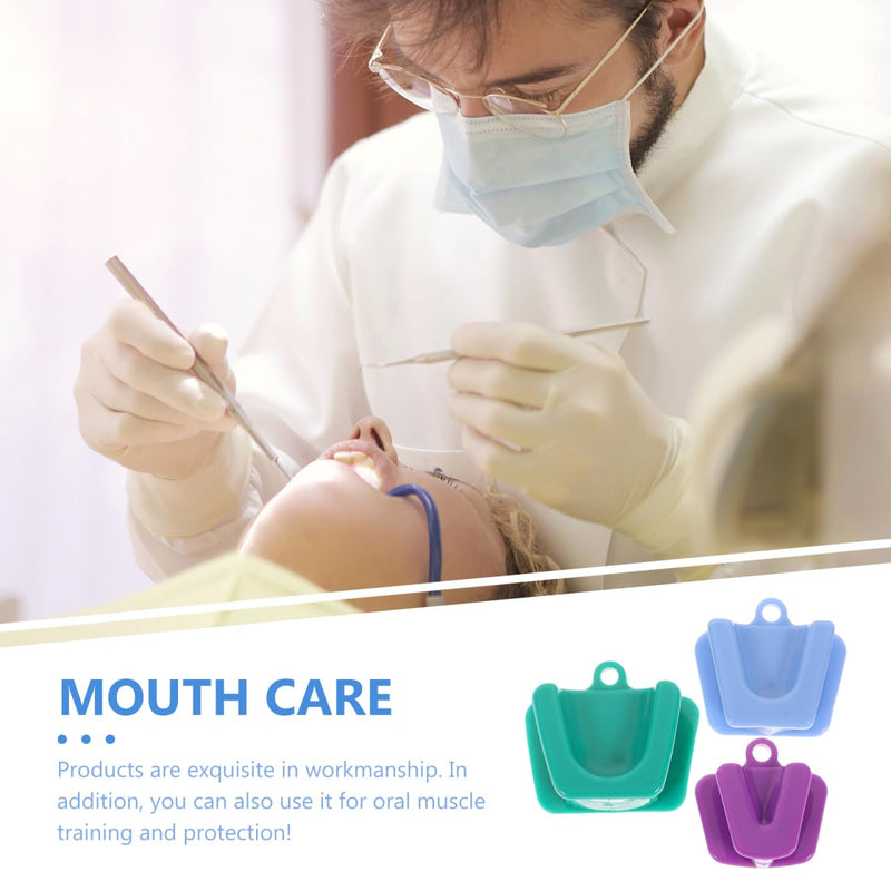 ROSENICE 3pcs Dental Mouth Prop Bite Block Cushion Opener Retractor Small Medium Large Size (Blue Green Purple)
