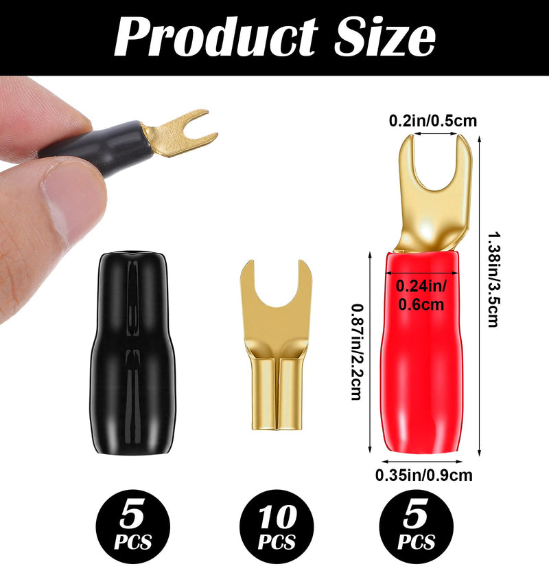 10Pcs 8 Gauge Wire Connectors, 8 Gauge Spade Terminalsr for Speaker Wire | 8 Gauge Spade Adapters, Insulated Spade Terminals Fork Adapters, Connectors for Car Audio, Easy Crimp Installation