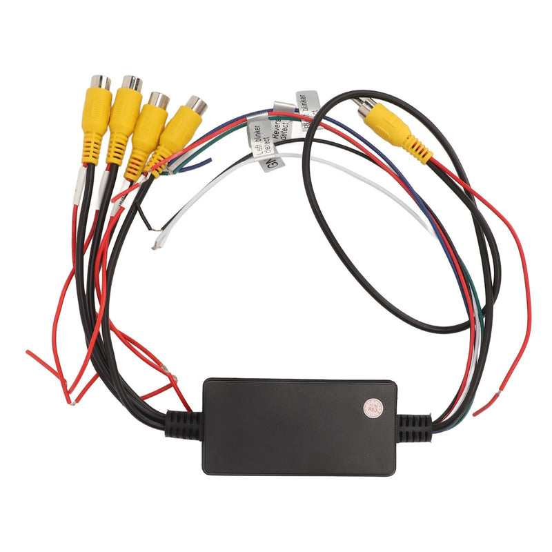 Video Switcher, Intelligent Car Video Switcher Converter, 4 Input 1 Output Switch Video System Auto Parts with Remote Control, Easy Installation, Single Video Output