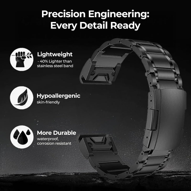 Titanium Band for Garmin Fenix 8/7/7X/6/6X, 22mm 26mm QuickFit Metal Band, Ultra-Lightweight & Hypoallergenic Strap with No Gap Design & Secure Buckle for Fenix/Epix/Forerunner/Instinct/Tactix silver