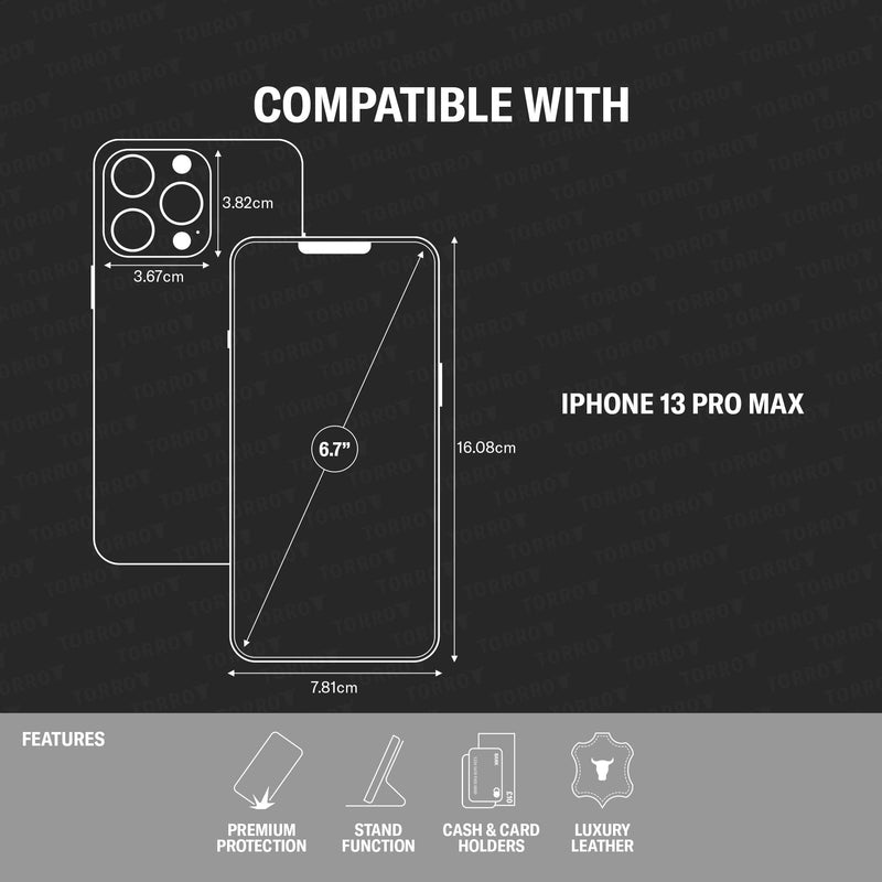 TORRO Case Compatible with iPhone 13 Pro Max – Premium Leather Wallet Case with Kickstand and Card Slots (Red) Red