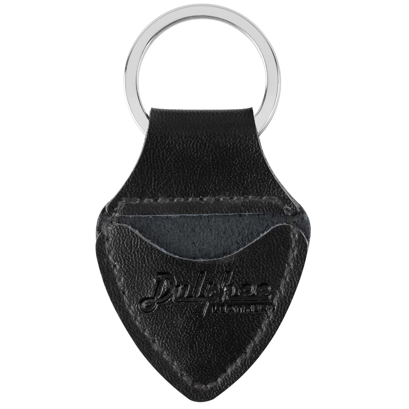 Guitar Picks Holder Keychain with 3 Picks, Genuine Leather Handmade Plectrum Cases Bag (Black) Black