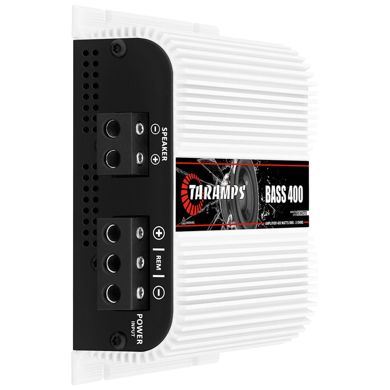 Taramps Bass 400 2 Ohms Monoblock Amplifier 400 Watts Rms 1 Channel 14.4VDC Out Power Full Range, Great for Sub/Bass - Rca/High Level Input, Car Audio