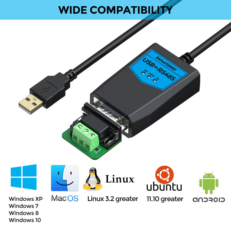 [AUSTRALIA] - Industrial-Grade USB 2.0 to RS485 Converter Adapter, Based on FTDI Chipset, ESD Protection, Signal&Power Isolation, Support Windows 11,10,8, XP, MacOs, Linux, Global Industrial Brand 