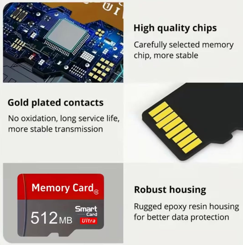 1Pc 8G Micro TF Flash Storage Card Red Gray Portable Memory Card | Class 10 High Speed TransFlash Card For Camera Phone Car Audio Surveillance Recorder 8GB