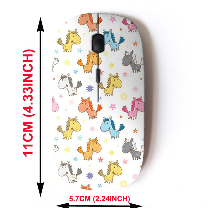 2.4G Wireless Mouse with Cute Pattern Design for All Laptops and Desktops with Nano Receiver - Cute Cartoon Horses