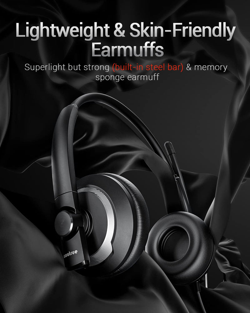EH05-U Wired USB Headset with Noise Cancelling Microphone for PC Laptop - Headphones with In-Line Control, Lightweight, Enhanced Sound & MIC Mute USB-A Black