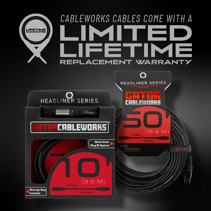 [AUSTRALIA] - By Gator Cases Headliner Series Premium 50 Foot XLR Microphone Cable, (GCWH-XLR-50) 50 Feet 