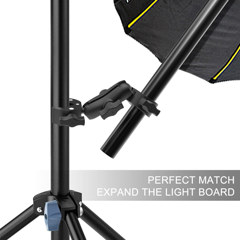 [AUSTRALIA] - Double Mount Clamp Bracket Monitor Magic Socket Arm for Desk Photo Studio Light Stand, Photography Reflector, Flag Holder Mount, Cross Bars, Umbrella, Pole Stick Shoot Accessories Tools 