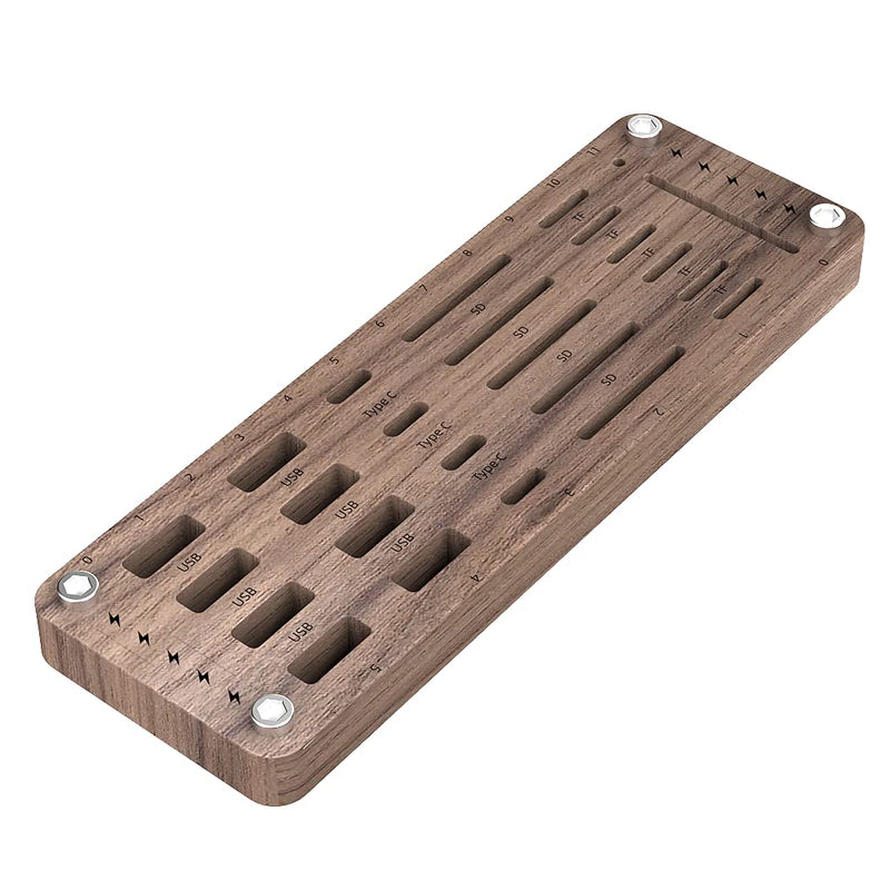 AOJUE Wooden Memory Card Case TF Cards Box and USB Drive / SD Card Holder Desk,Micro SD Card Case,Memory Card Case, Memory Card Carrying Case -AJSNH01M pure walnut wood