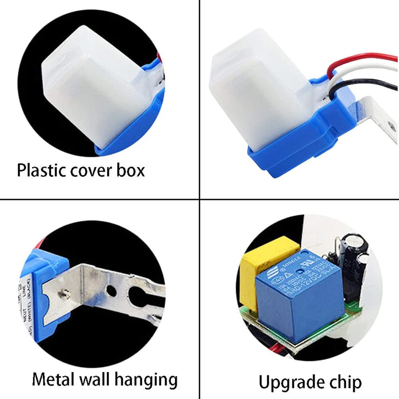 Youmile Twilight Switch AC DC 12V 10A Auto On Off Photocell Light Switch Light Sensor Switch Twilight Sensor Night Light Sensor Photo Switch Light Sensor Switch with Cable Cap Pack of 2