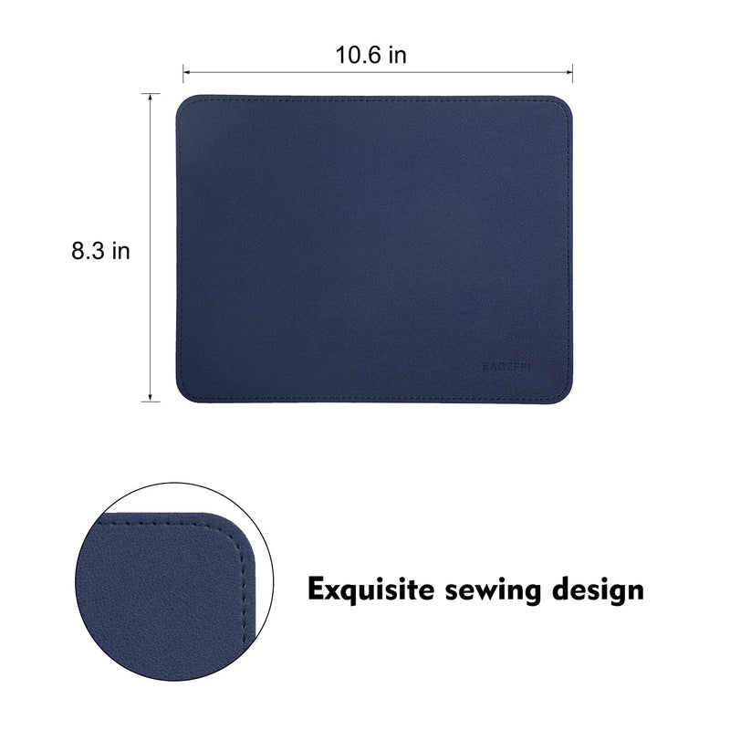 Leather Mouse Pad,Wood Mouse Pad,Double Side Mouse Pad,Stitched Edges,Waterproof Computer Mouse Pads for Laptop,Office & Home,1 Pack,8inch11inch,EAGZFFI (Blue) BLUE
